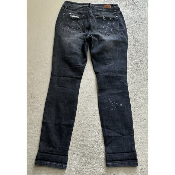 Judy Blue Destroyed Bleach Splatter Boyfriend Fit Black Jean Size 5 / 27 Womens - Picture 4 of 9